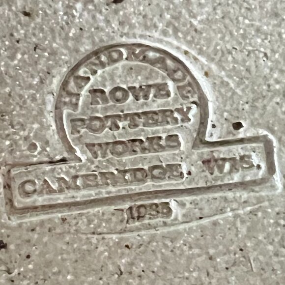 ROWE POTTERY Handcrafted Salt Glazed Gray w/ Cobalt Blue Heart Mug ~ Wisconsin - Picture 10 of 11